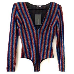 Women’s V-neck Multi-Colored Bodysuit Size Large
